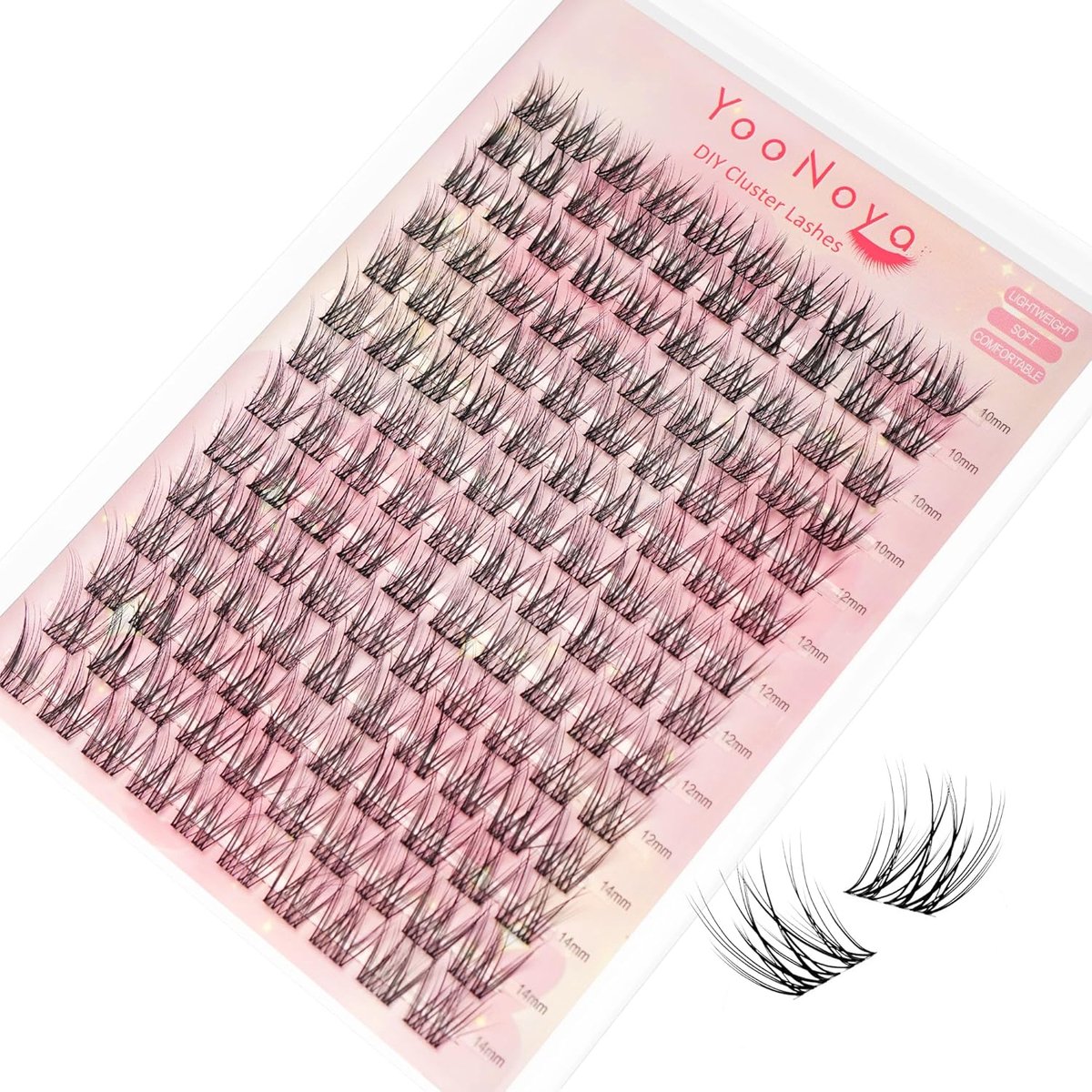 SnelShoppen - Eyelash Clusters Individuele Wimpers 140 Stuks Wispy C Curl 10-14mm Transparante Band DIY Russische Wimperextensions Thuis