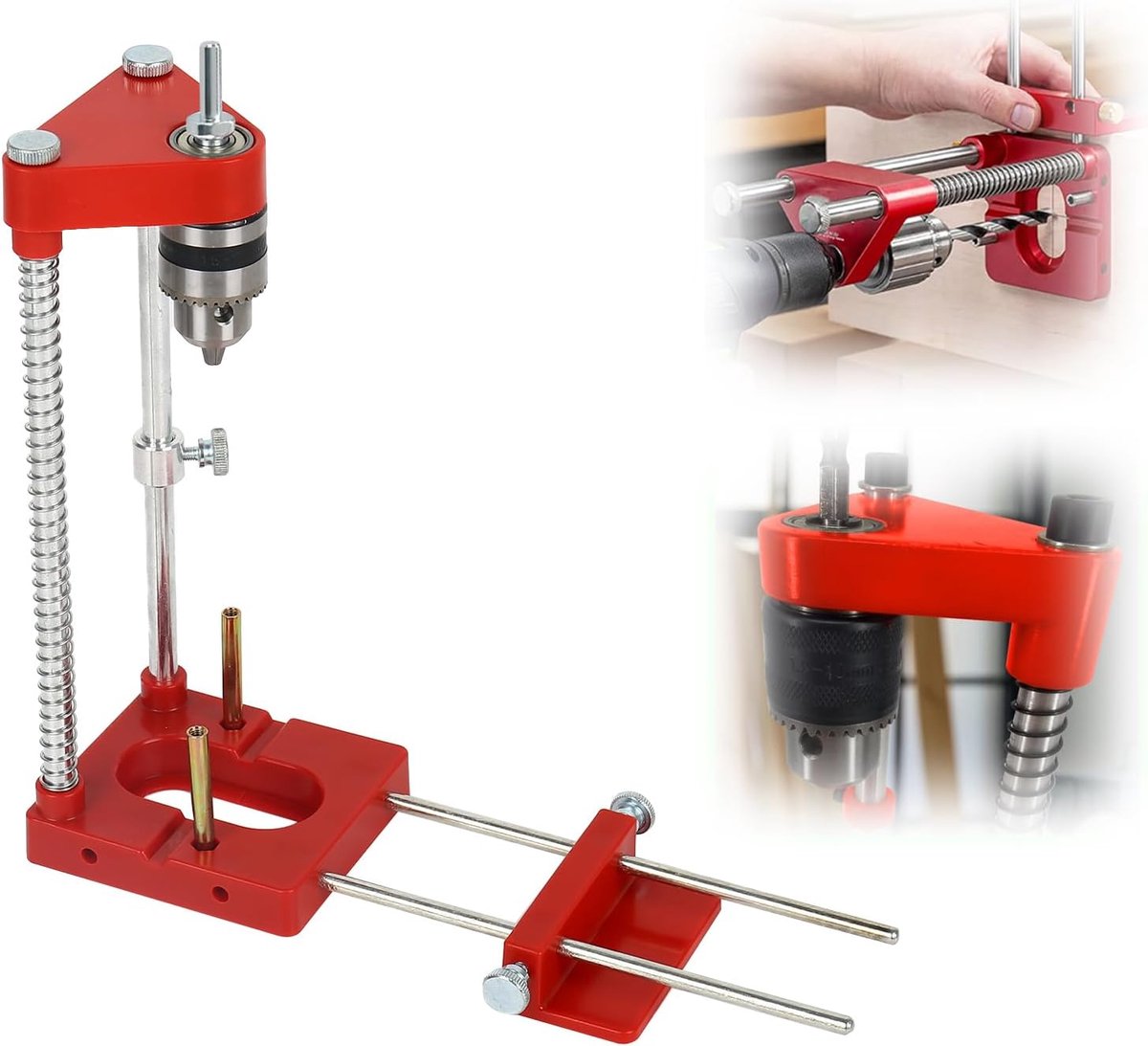 SnelShoppen - Drill Stand voor Boormachine, Verstelbare Boor Sjabloonlijn, Draagbare Precisie Houtbewerking Gereedschappen, Verticale Gids Toolset (Ro