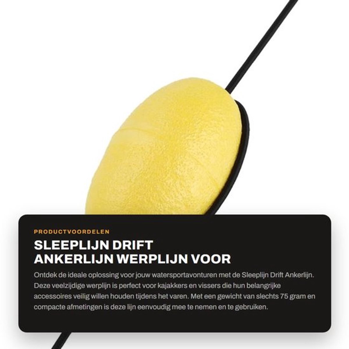 Ankerlijn - Drift Ankerkoord - Kajak Werplijn - Roestvrij Staal/Nylon - 4 mm Touwdiameter - 1 Stuk - Drijflijn
