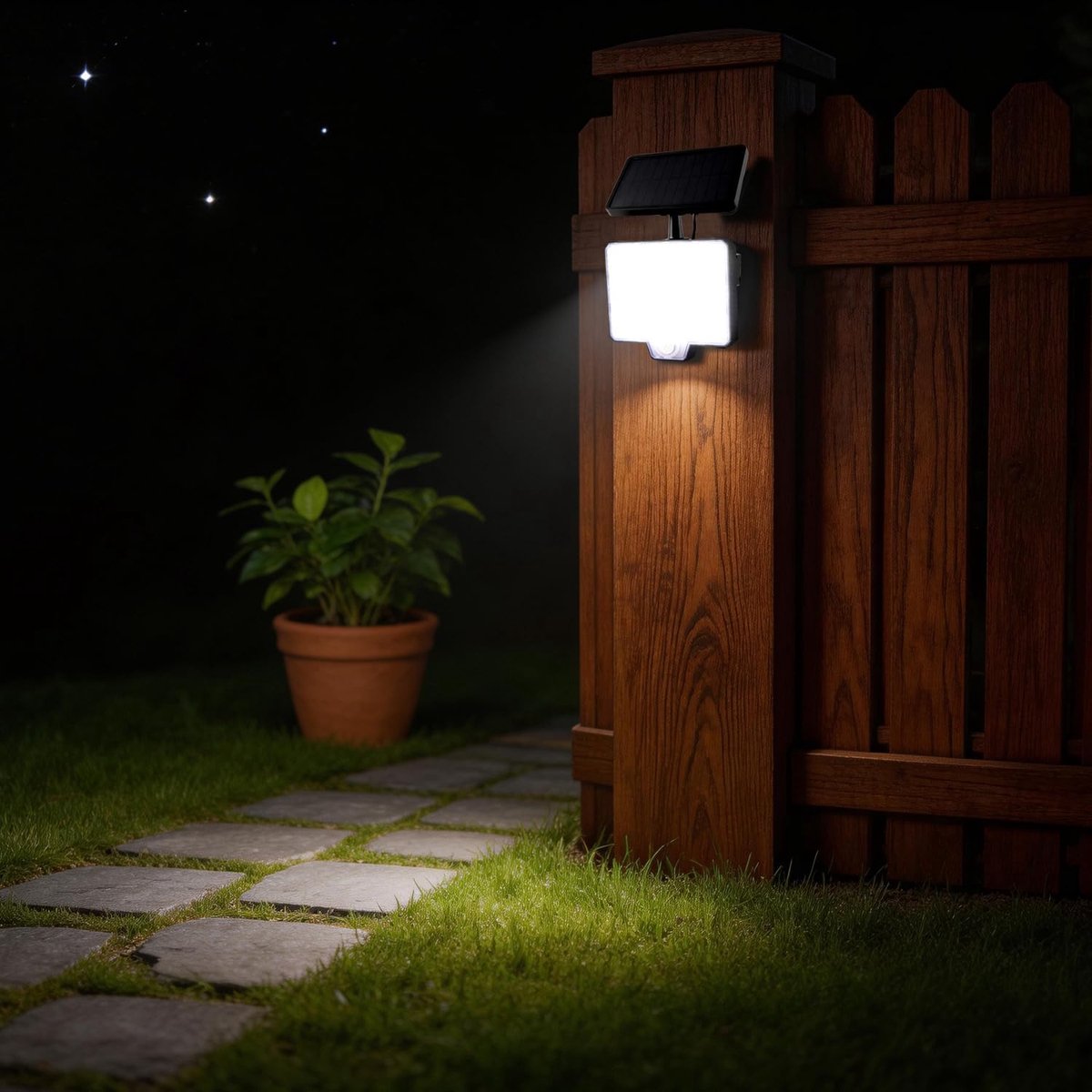 SnelShoppen - da LIGHT Zonnelamp voor Buiten, IP65 Waterdicht, Solar Tuinverlichting, Energiezuinig, 3 Verlichtingsstanden, Perfect voor Tuinen, Terra