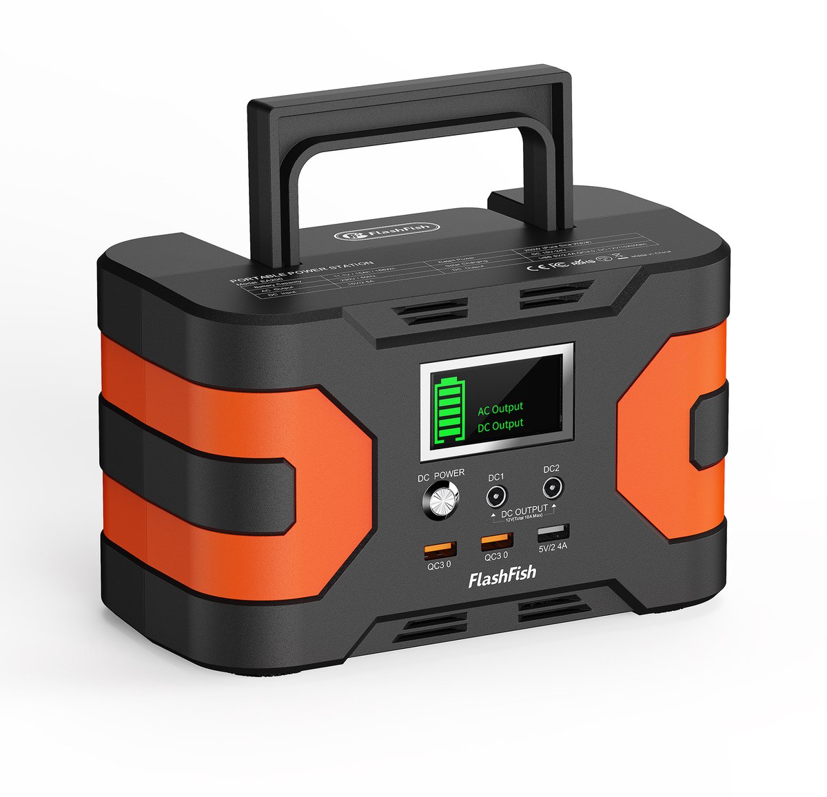 FlashFish EA200 - Draagbare Powerstation 200W - Power station generator - 166Wh Lithium-ion Batterij - 400W Piekvermogen - 230V AC Uitgang - 2× QC 3.0 USB - USB 5V/2.4A - 12V DC Uitgang - Energiecentrale voor Kamperen - Reizen en Buitengebruik