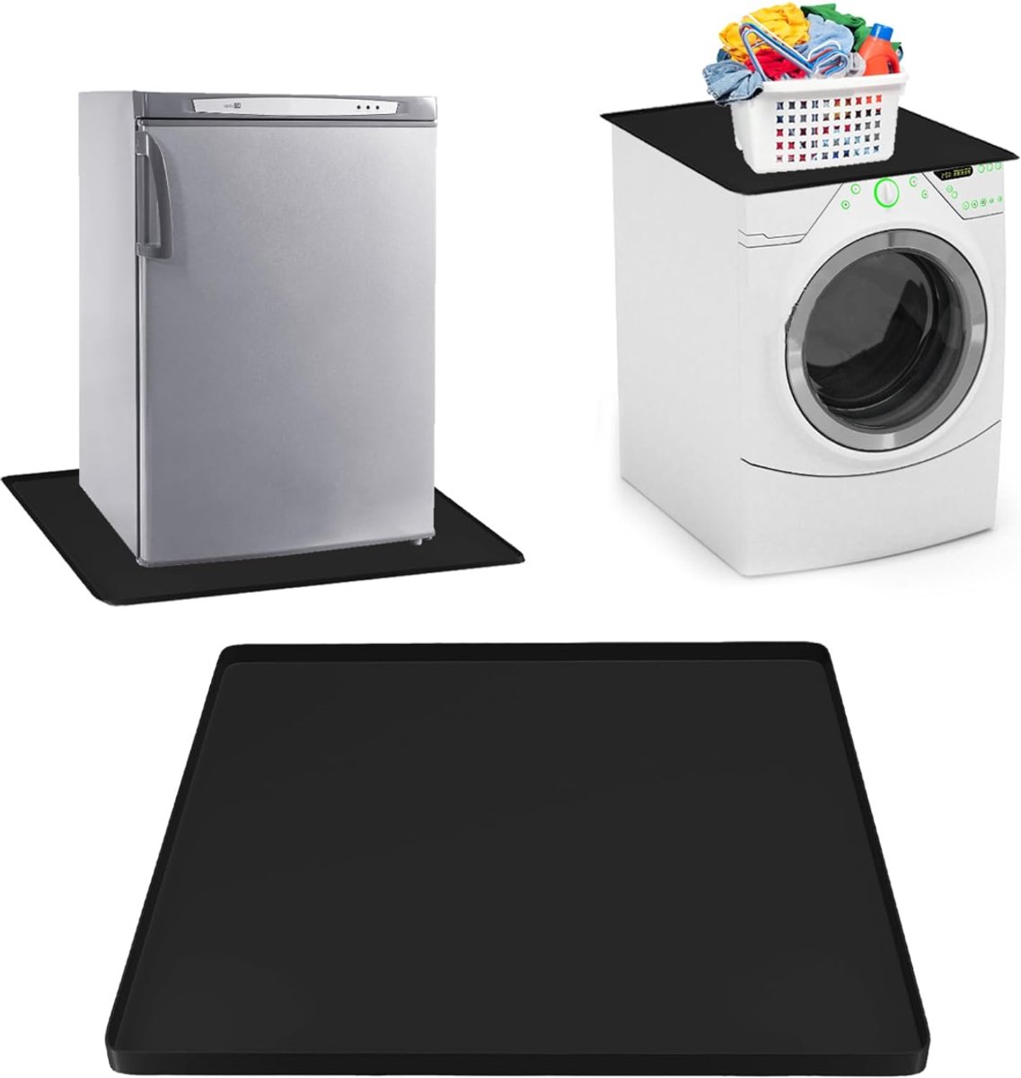 KIRA® Lekbak Wasmachine - Druipbak Wasmachine - Koelkastmat - Vloerbescherming - Zwart - 60cm x 60cm x 2cm