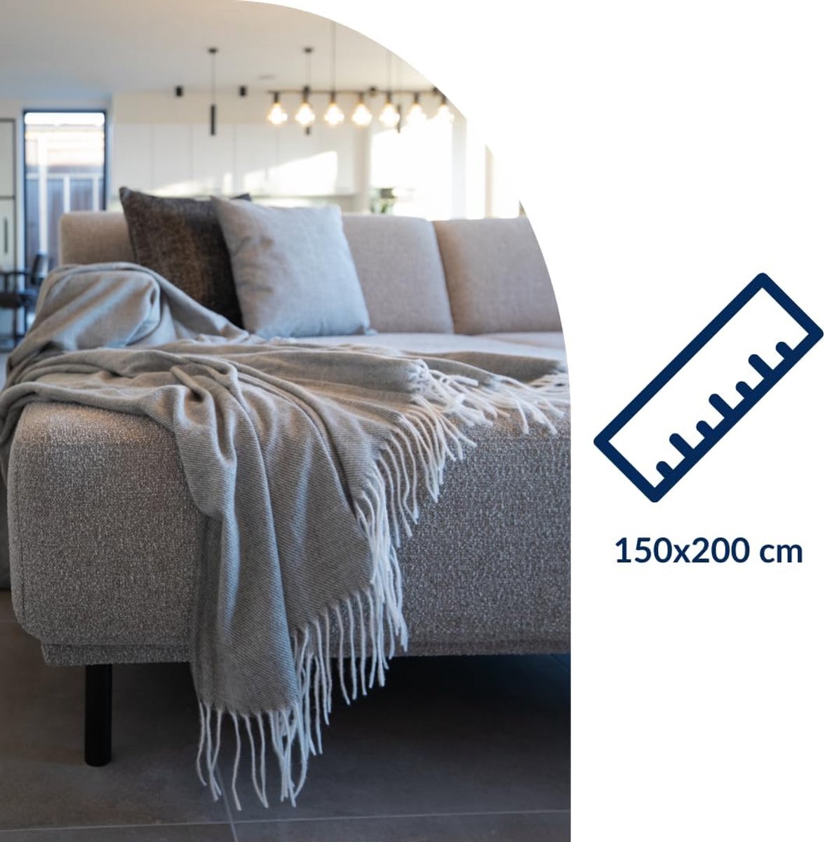 SnelShoppen - Luxe Plaid AMALIA 150x200 cm Sand, Zacht Acryl, Perfect voor Woonkamer, Slaapkamer, Tuin, Feestelijke Gelegenheden, Warm en Comfortabel