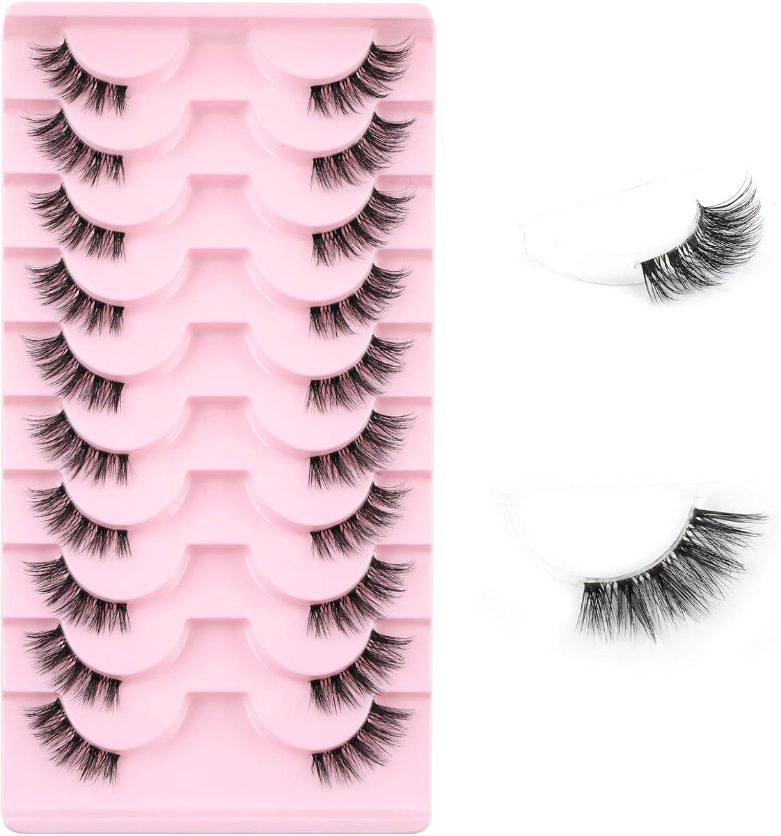 SnelShoppen - Half Eyelashes, Fluffy Fan Wimpers, 3/4 Cat Eye Valse Wimpers, Natuurlijke Wimpers, 10 Pairs, Transparante Band, Make-up Accessoires voo