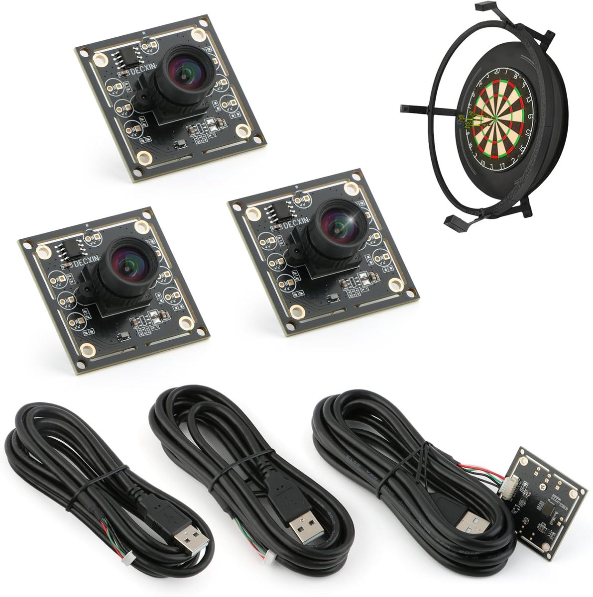 SnelShoppen - Ov9732 Camera Module 100° voor Auto Darts Dart Camera Systeem - 3 Sets 1280x720 30fps Gezichtsherkenning met 2M Kabel USB2.0 Output