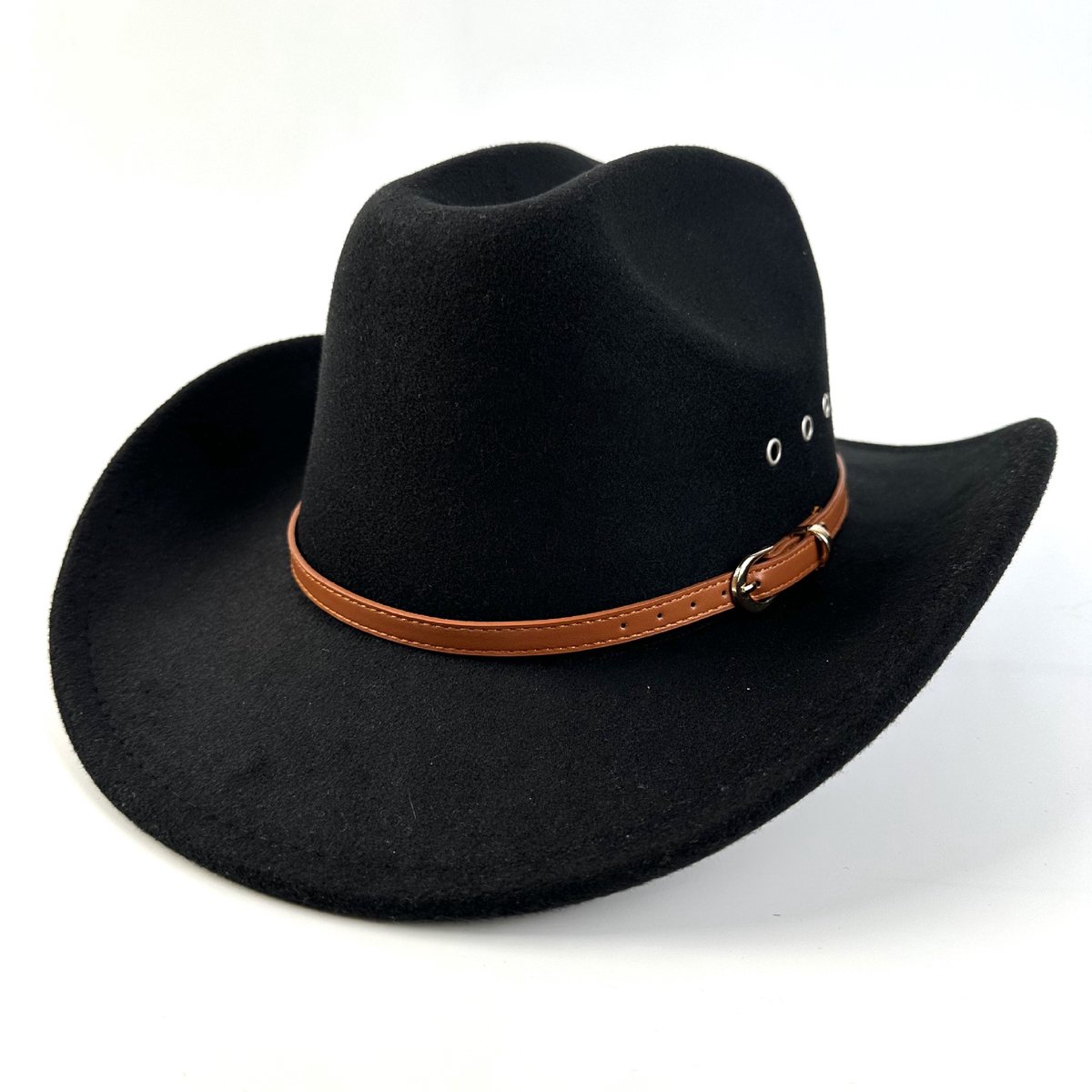 Vilt Cowboyhoed - Klassieke Fedora voor Dames en Heren - Brede Rand Met Riemgesp voor Buitengebruik - Zwart