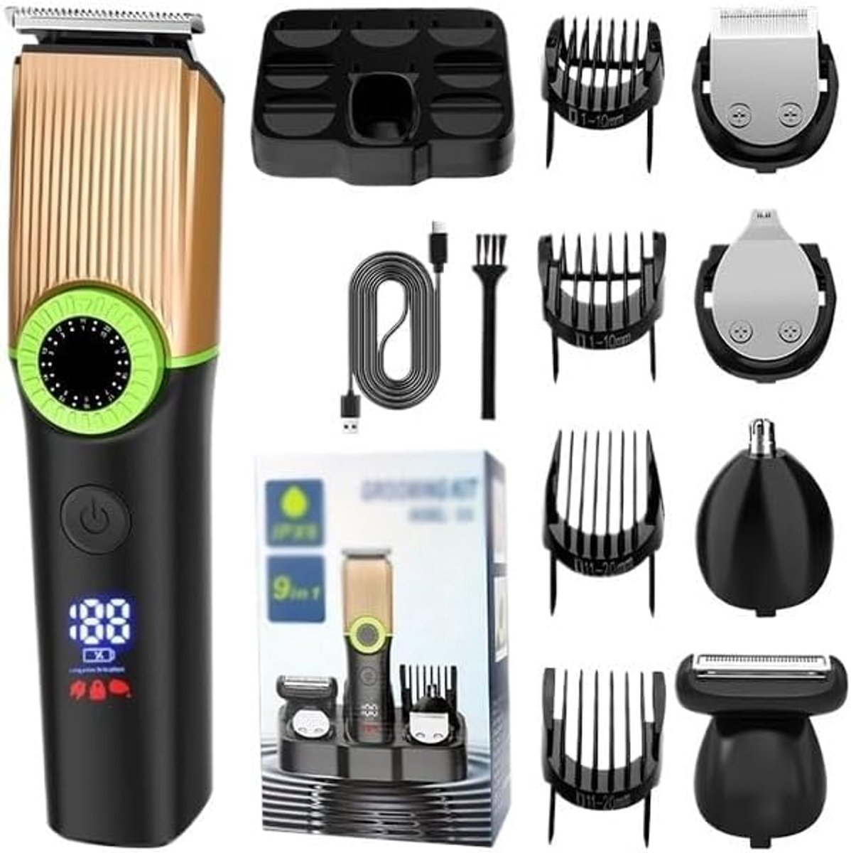 Volledig afspoelbare, digitale tondeuse – multifunctionele metalen set