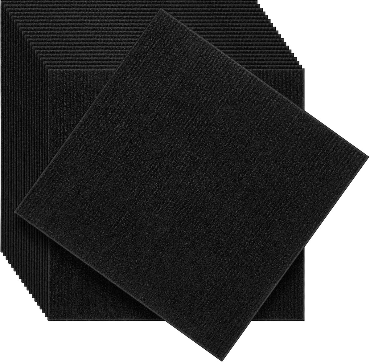 100 Stuks Zelfklevende Vloertegels 30x30 cm - Zwarte Tapijttegel voor Hoge Belasting | Slipvast & Onderhoudsvriendelijk voor Slaapkamer, Hotel en Winkelcentrum,Zwart