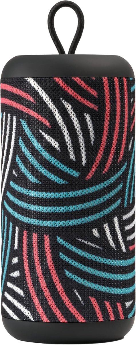 SnelShoppen - Bluetooth 5.0 Vertical Speaker - 5W Outdoor Speaker met Micro SD, USB en AUX - 4 Uur Speeltijd - Stripes Design voor Feest, Camping en T