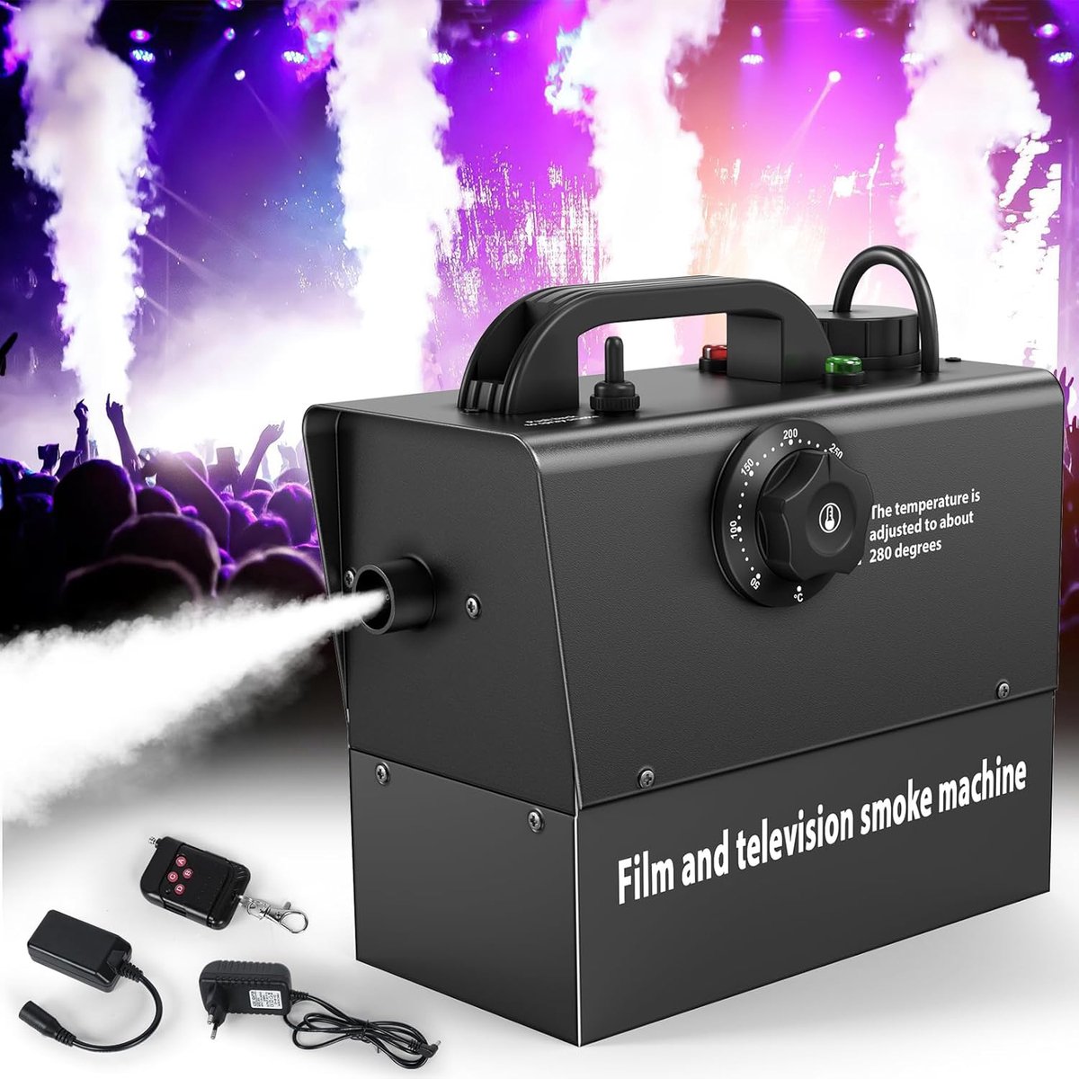 SnelShoppen - Draagbare Rookmachine 400W met Accu, 21000mAh, LCD-display, Ideaal voor Theater, Filmopnames, Halloween, Feesten en Familiebijeenkomsten
