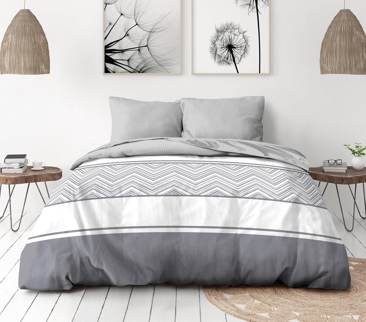 SnelShoppen - Luxe Bedlinnen Set 220 x 240 cm voor 2 Personen - Duvet Cover met Rits en 2 Kussenslopen - Microvezel met Perzikhuid Voel - Eenvoudig On