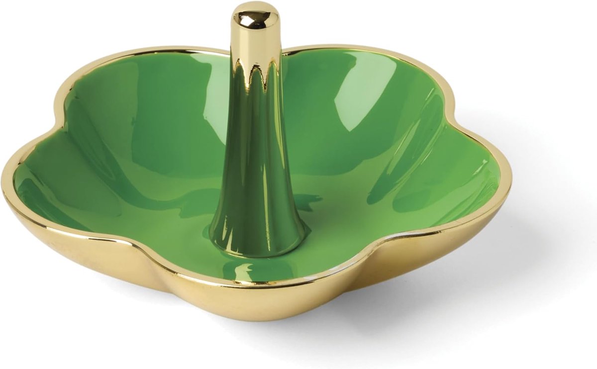 SnelShoppen - Make It Pop Metalen Ring Dish Groen - Stijlvolle Sieradenhouder van RVS met Gouden Afwerking - Decoratief voor Juwelen en Trinkets - 2"