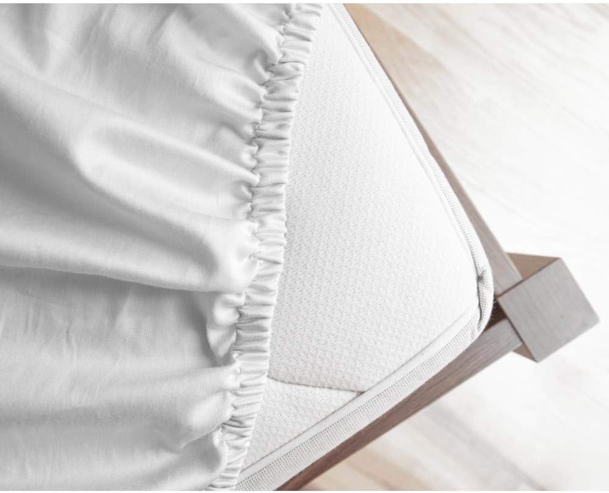 SnelShoppen - Fitted Sheet 100% Katoen Satin, Zacht als Zijde, Kreukvrij met Perfecte Pasvorm, Voor Standaard Matrassen tot 30 cm, Wit, Double, 200 x