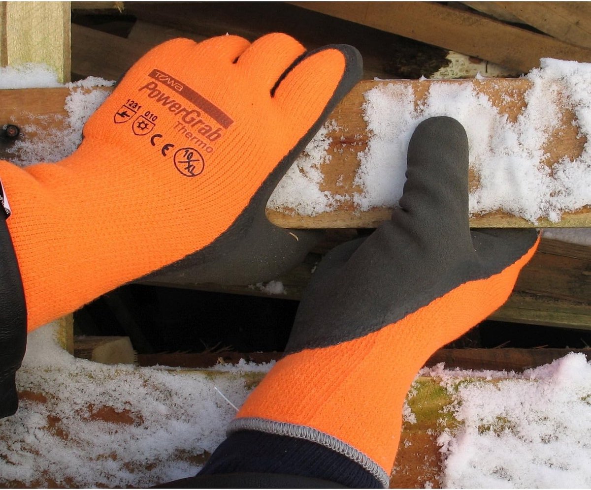 SnelShoppen - Power Grab Thermo Winterhandschoenen Maat 9/L, Oranje, Geschikt voor Koudere Omstandigheden, Duurzaam, Wasbaar, Naadloze Gebreide Kwalit