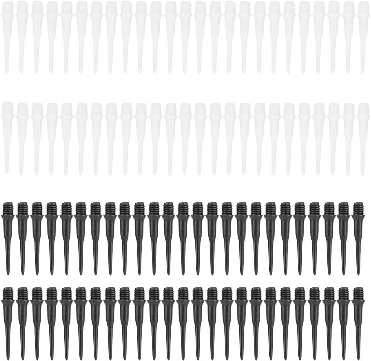 SnelShoppen - Pack van 100 Plastic Dart Tips voor Elektronische Darts - 2BA Draad Vervangtips - Zwart en Wit - Duurzaam en Flexibel - Ideaal voor Fees