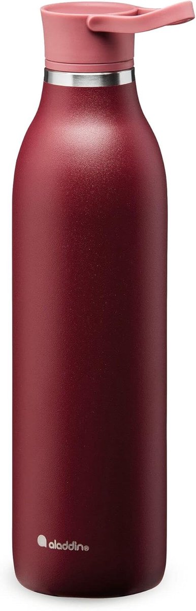 SnelShoppen - CityLoop Thermosfles 0.6L - Rood - Dubbelwandig - RVS - Koud tot 12 uur - Lichtgewicht - Lekvrij - Perfect voor Camping, Sport en Thuis