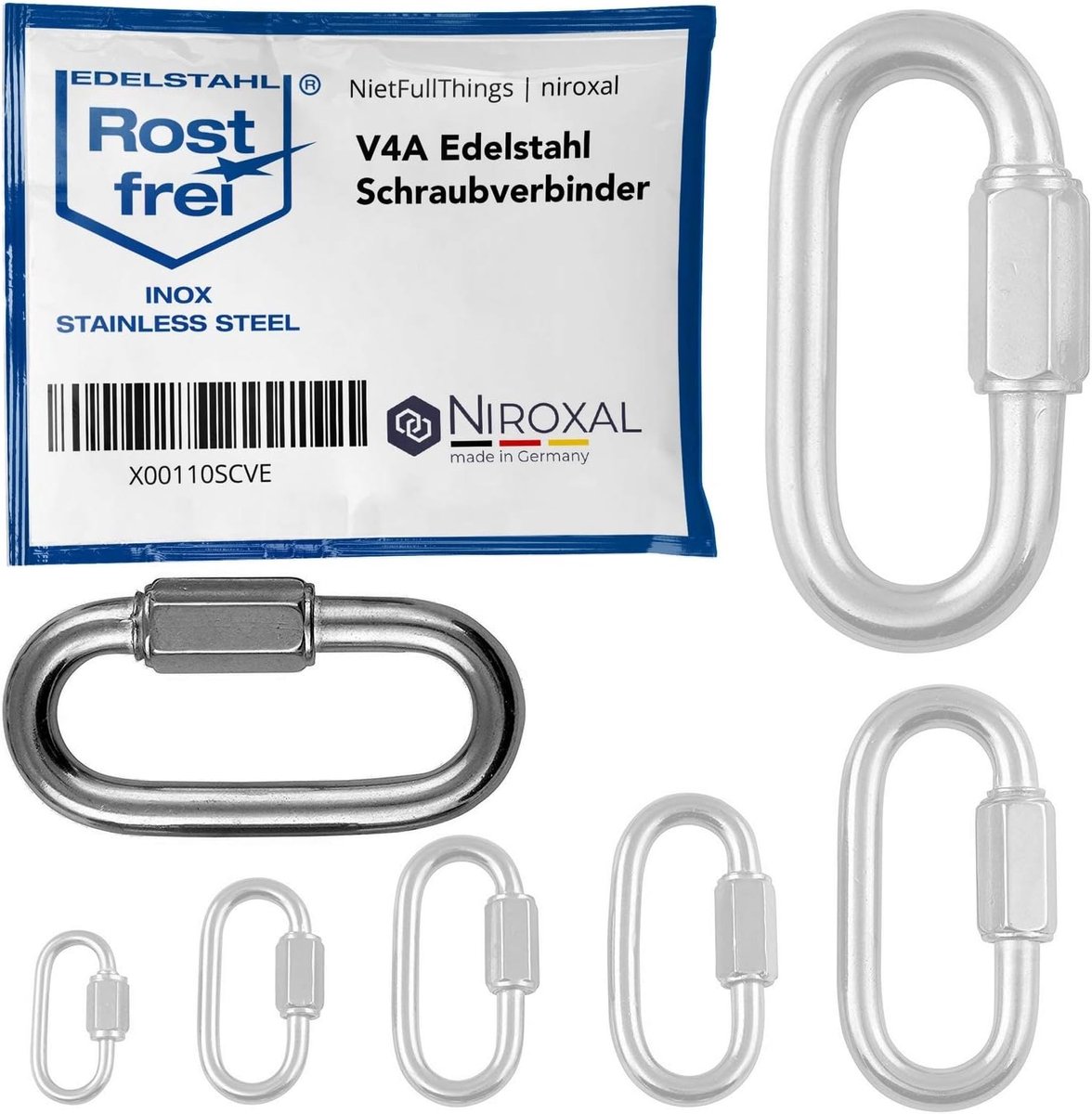 SnelShoppen - 2pcs 10mm RVS V4A Karabiners met Schroef - Korte Robuuste Vorm - Breeklast 3700kg - Snelle Verbinding voor Buiten en Maritiem Gebruik
