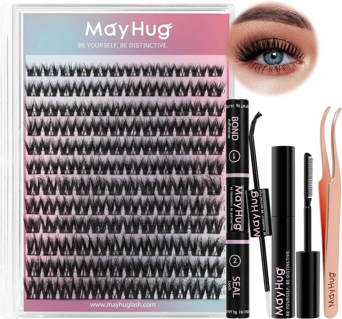 SnelShoppen - Eyelash Extensions Set 144pcs 3D Fluffy Wimpers 8-18mm met Waterproof Eyelash Glue en Remover, Ideaal voor Thuisgebruik en Feestjes