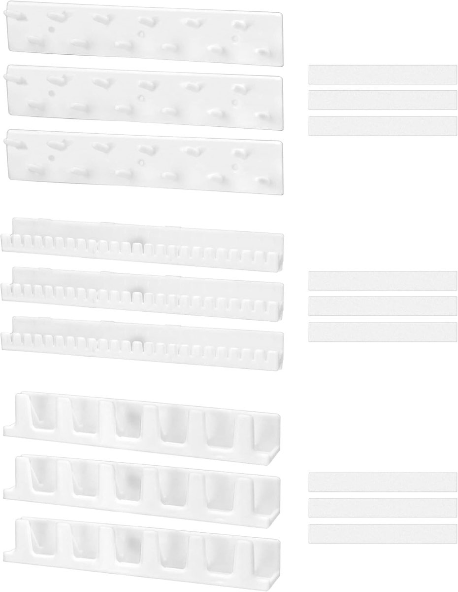 SnelShoppen - 9-delige Wand Jewelry Holders - Zelfklevende Sieradenopberger met Ringen, Oorbellen en Kettingen - Sterk ABS Materiaal - Perfecte Organi