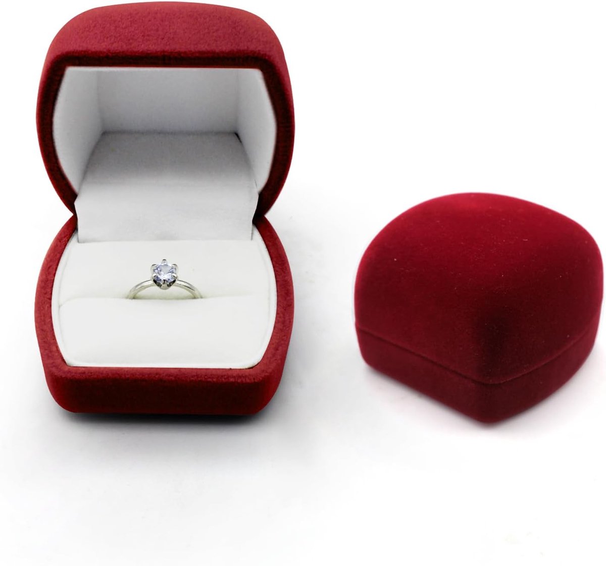 SnelShoppen - Luxe Ringen Doos Velvet Huwelijksring Doos Elliptisch Engagement Ring Doos Proposal Sieraden Box Rood - Perfect voor Trouwen en Verlovin