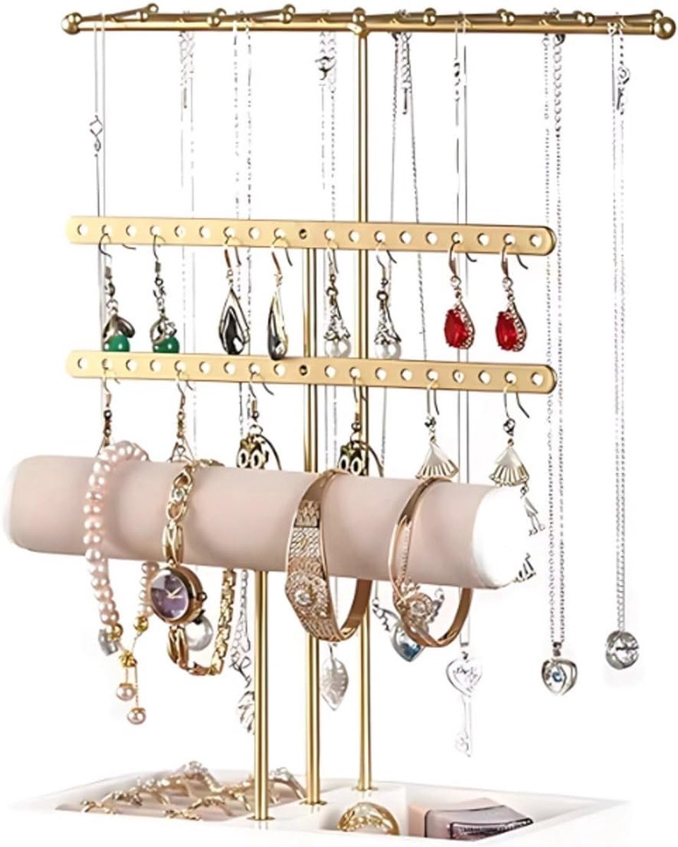 SnelShoppen - Sieradenstandaard Juwelenhouder Goud - Sieraden Organizer voor Horloges Armbanden Kettingen - Oorbellenrekje Sieradenrekje - Perfect voo