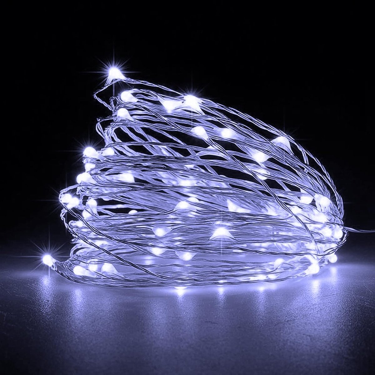 SnelShoppen - 2 Pack 50 LED Fairy Lights - 5 Meter Koperdraden Lichtjes - Batterij Aangedreven Decoratie voor Binnen en Buiten - Koel Wit - Perfect vo