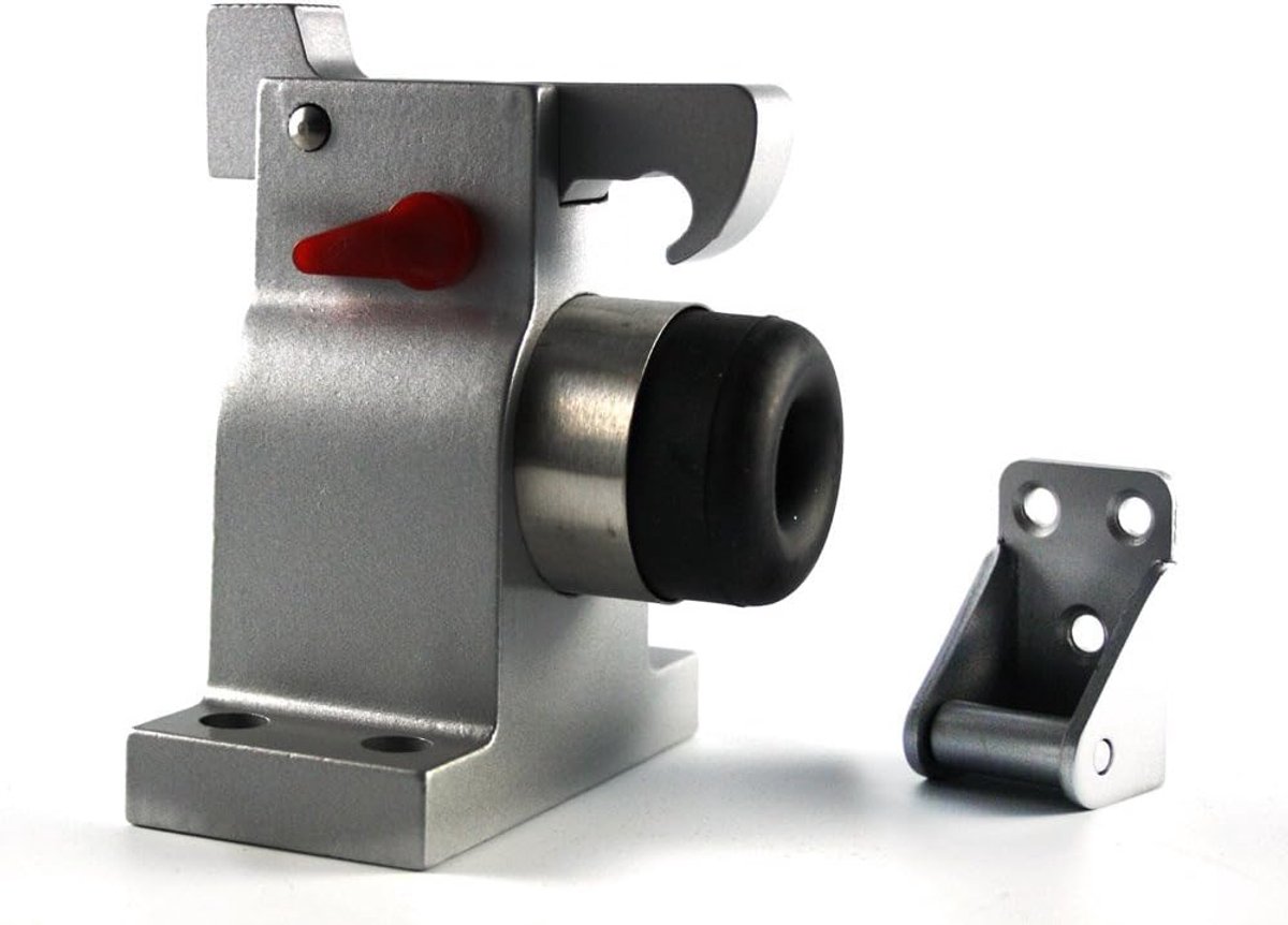 SnelShoppen - Vloerstopper met Slot voor Zware Deuren - Aluminium Gietijzer - 110 mm Hoog - Met Schokbuffer en Haak - Vloerbevestiging voor Deuren in