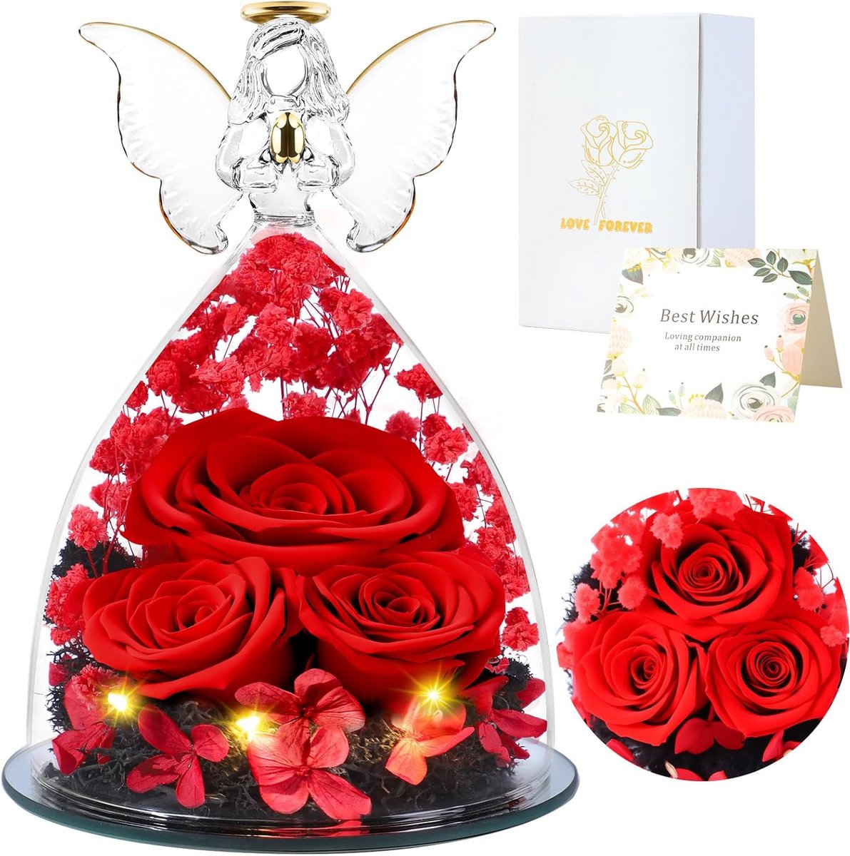 SnelShoppen - Eternal Rose Engel Cadeau voor Vrouwen - Behoudende Roos in Engelstandbeeld - Perfecte Geschenke voor Moederdag, Verjaardag, Kerst, 100%
