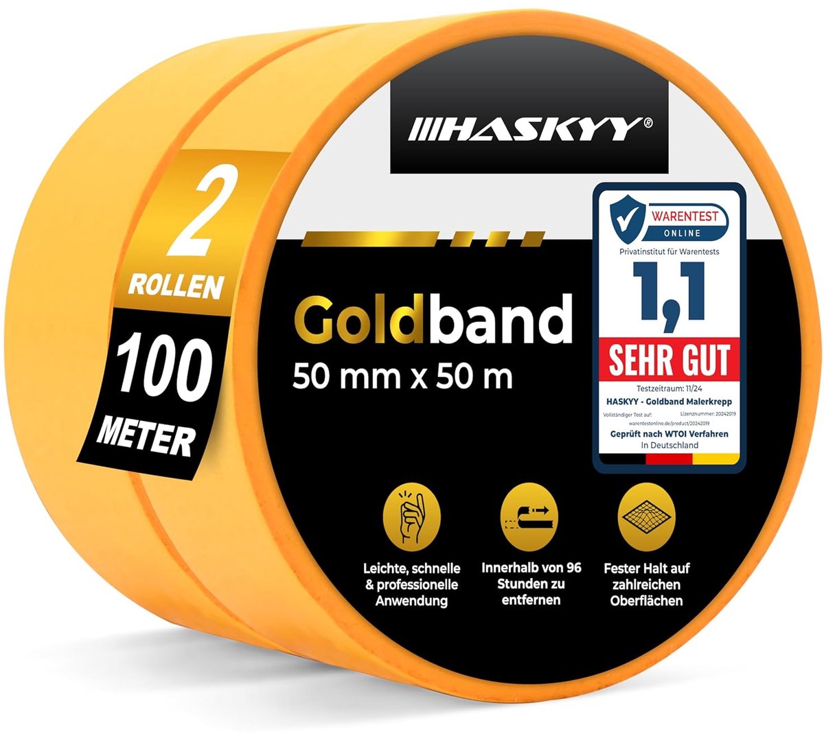 SnelShoppen - Masking tape 50mm x 50m - Sterk zelfklevend schilderstape, ideaal voor schilders en klussers, zonder resten, multifunctioneel