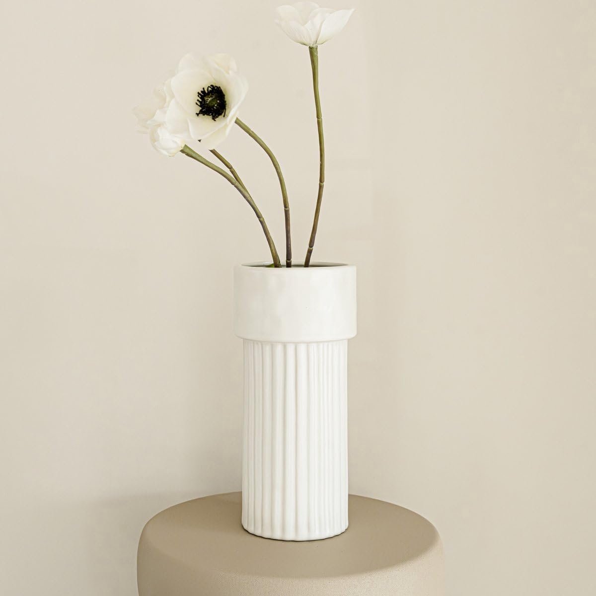 SnelShoppen - Vaas Mary - Elegante Bloemenvaas voor Woonkamer Decoratie - Wit Keramiek - Ideaal voor Verse Bloemen - Perfect voor Feesten en Thuis