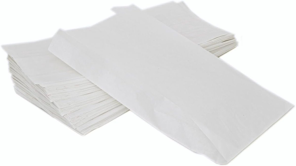 SnelShoppen - Pack van 50 Witte Papieren Butterbroodzakken 19x22 cm – Ideaal voor Ontbijt, Snacks, Adventskalender, en Versheid van Gebak