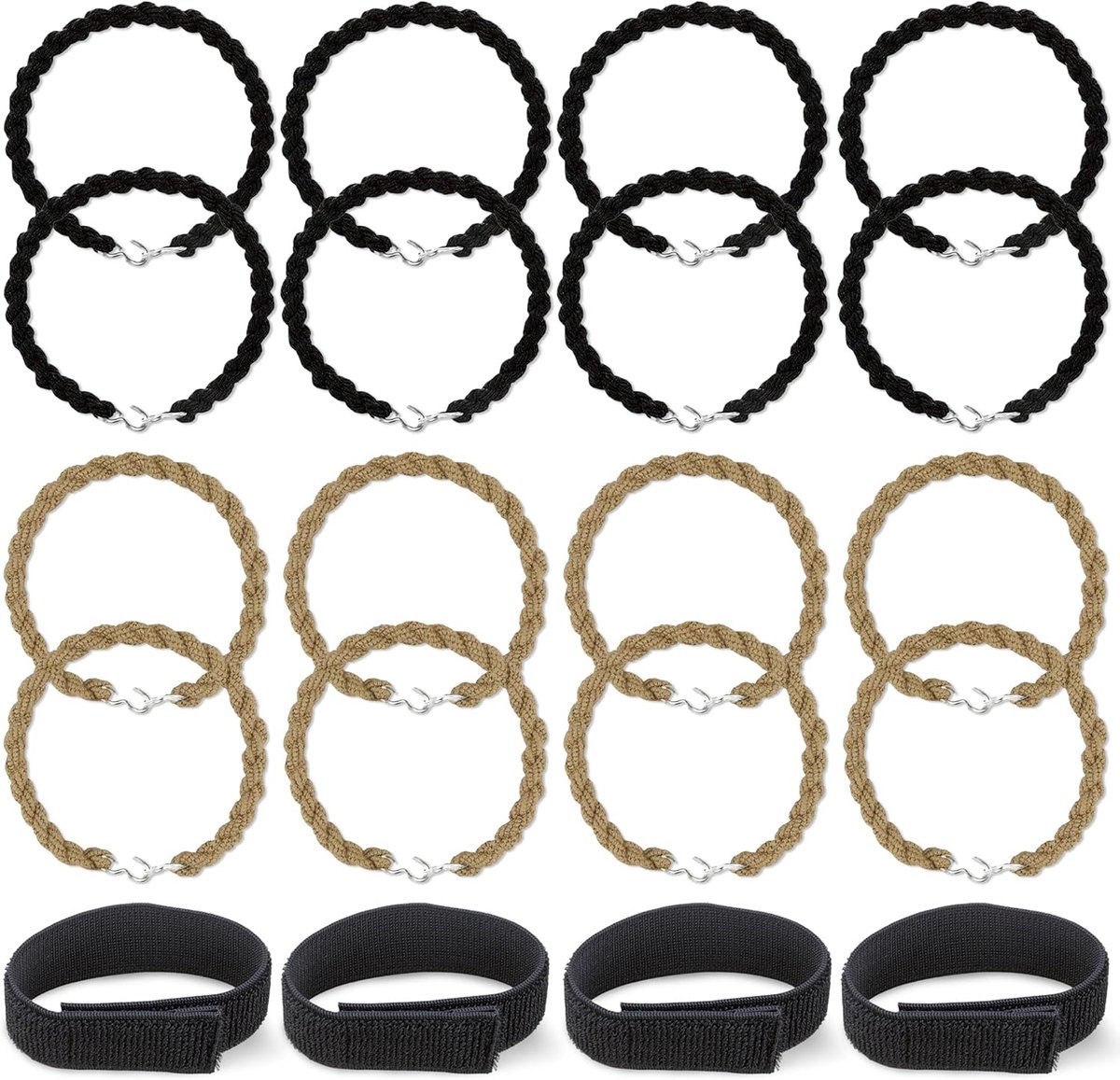 SnelShoppen - 20 Stuks Fietspantalons Clips, Verstelbare Gamaschen met Haken, Polyester Elastaan voor Hiken, Fietsen en Wandelen, Comfortabel en Duurz