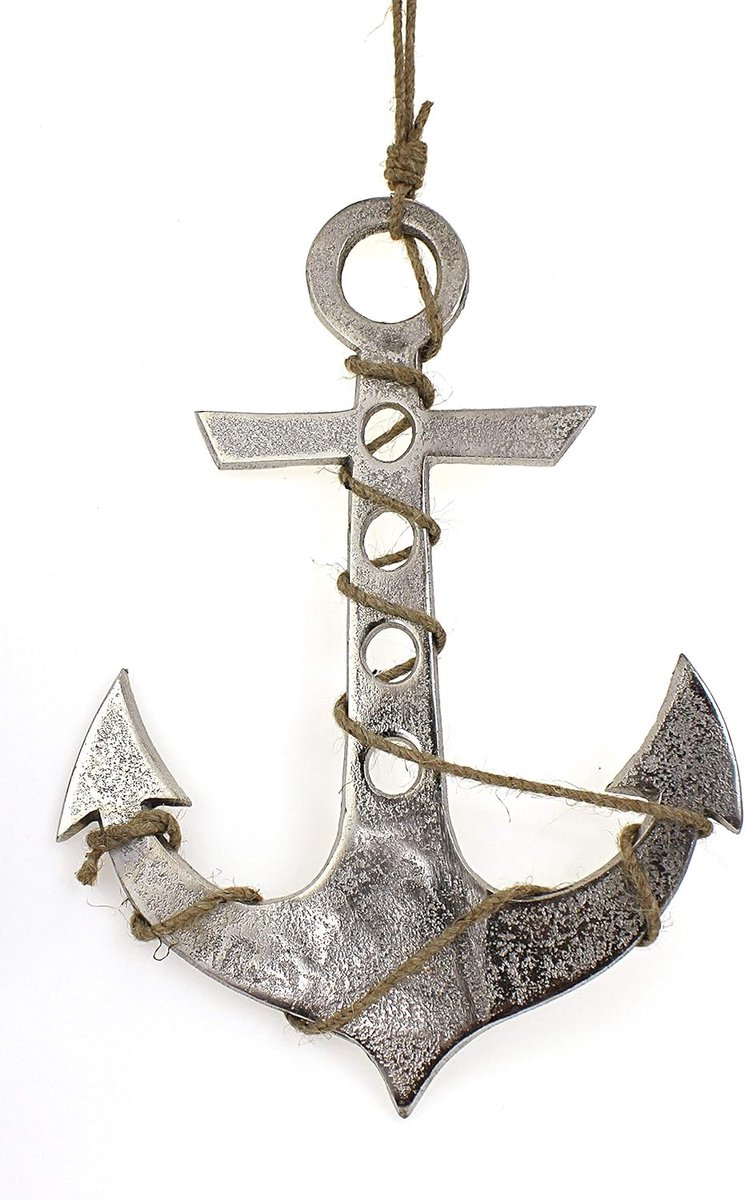 SnelShoppen - Maritiem Decoratieve Hangende Anker 29 cm van Metaal in Vintage Stijl met Touw voor Wanddecoratie, Geluksbrenger, Badkamer, Deurhanger
