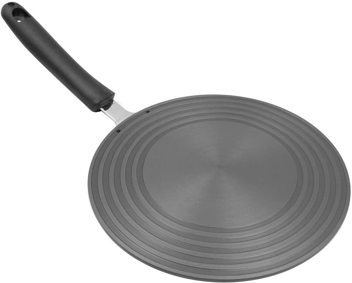 SnelShoppen - Black Aluminium Gas Hob Ring Guide Plate - Ronde Warmtegeleider met Handvat - Antiburn Onderkant - Voor Thuis Keuken, 24cm, Duurzaam en