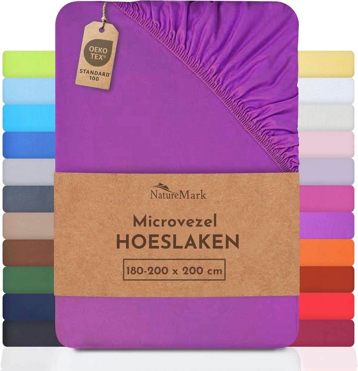 SnelShoppen - Microfibre Laken 180x200-200x220 cm in Lilac - Extra Zacht, Ademend en Geschikt voor Sensitieve Huid - Perfecte Pasvorm met Elastische H