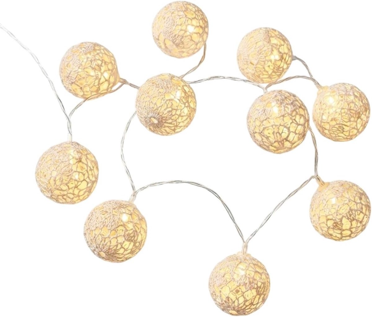 SnelShoppen - LED Lichtketting 10 Bollen Wit - Batterij Aangedreven - 160cm Lange Decoratieve Verlichting voor Feest, Tuin, Camping en Thuis