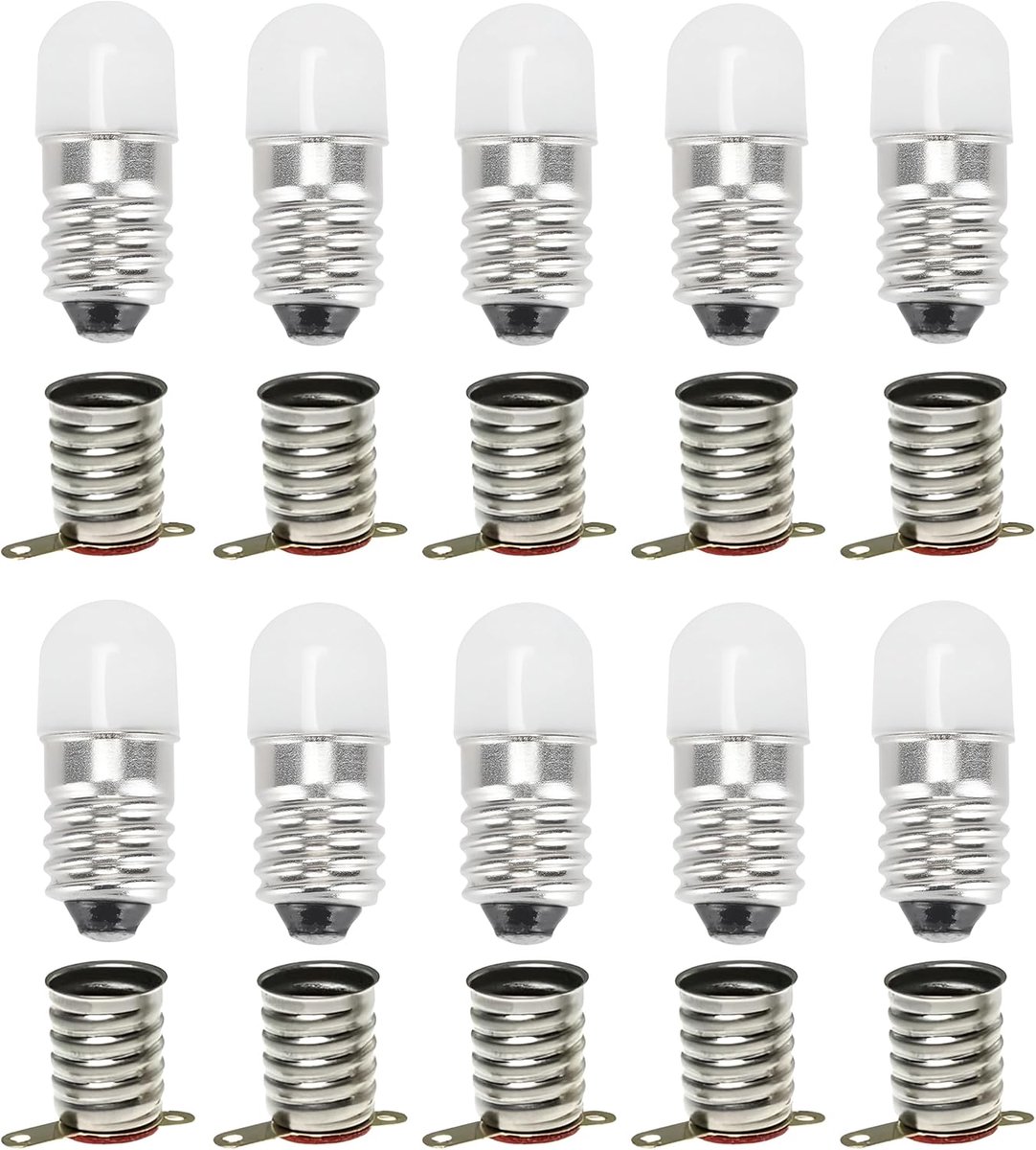 SnelShoppen - E10 LED Gloeilampen, 10 Sets, 24V Warm Wit, Vervangingslampen, Miniatuur Schroefdraad, 0.5W, 60 Lumen, Ideaal voor Feest, Camping, Keuke