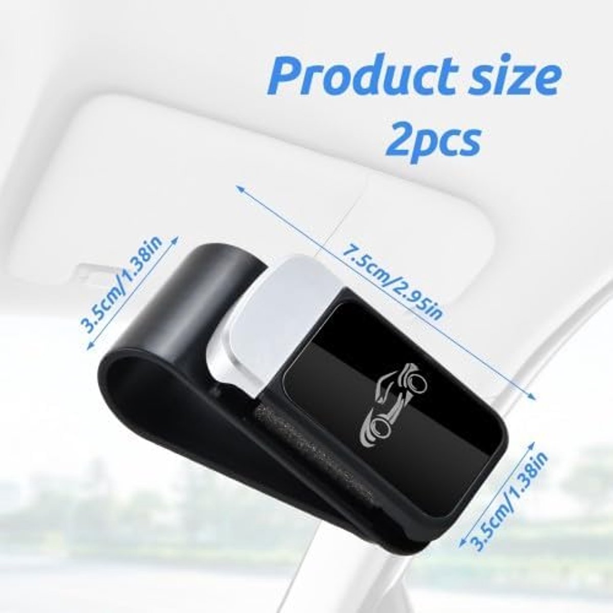 SnelShoppen - 2 Stuks Auto Zonnebril Houder Clips, Universele Auto Zonnebril Houder, Auto Zonnebril Clip voor Zonnevisier, Hoogwaardige ABS en RVS