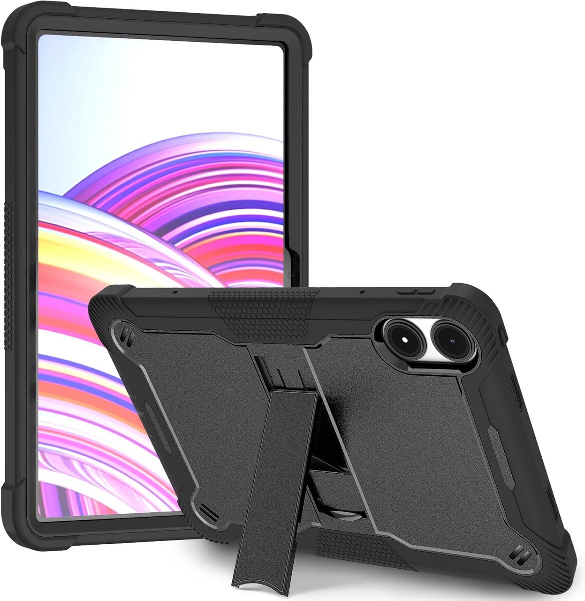 SnelShoppen - Shockproof Kinder Case voor 12.1 inch Tablet, Geschikt voor Xiaomi Redmi Pad Pro 2024, Zwart, Bescherming voor Kinderen, Ideaal voor Thu