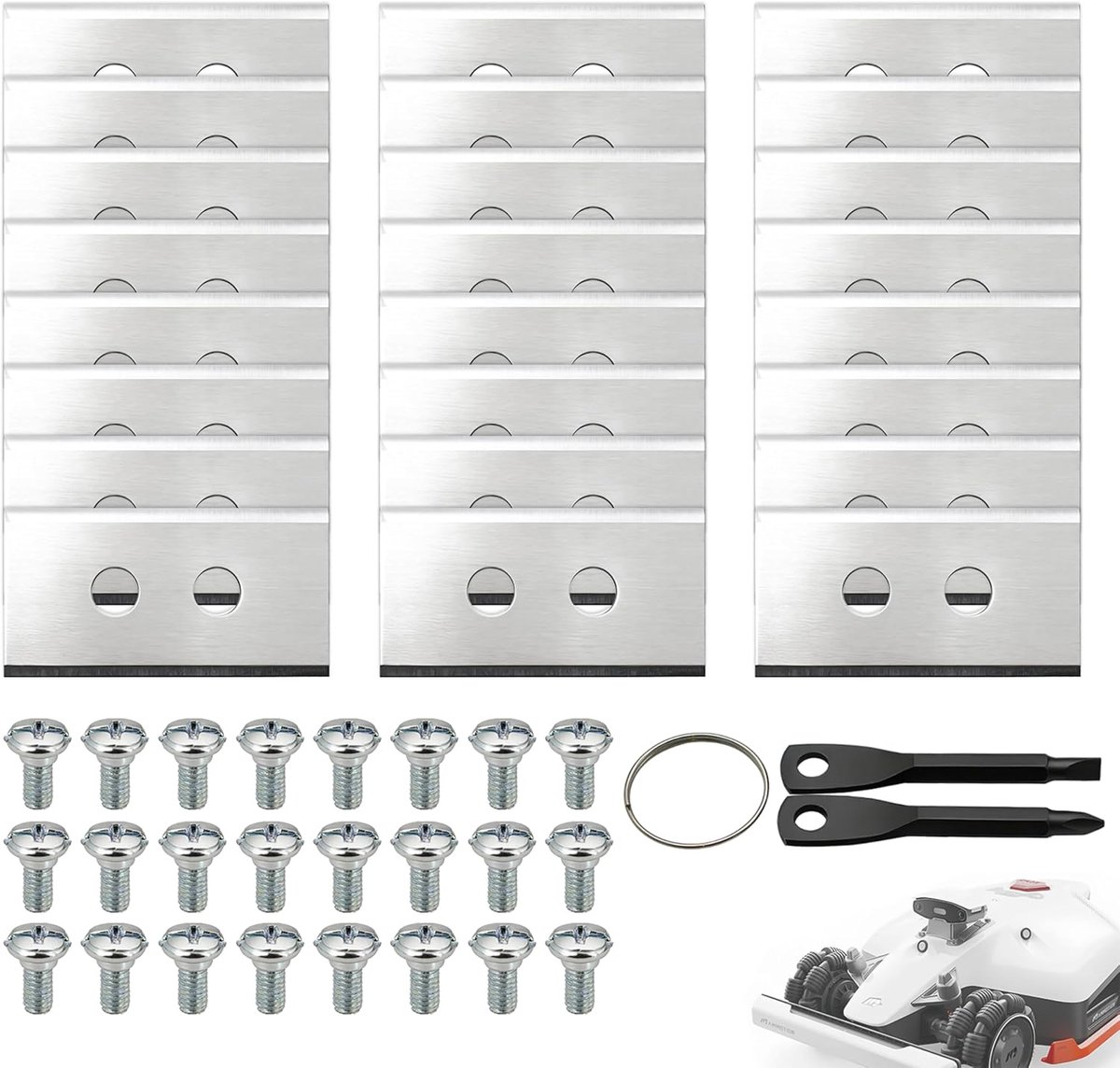 SnelShoppen - Vervangende Blades voor Robotmaaiers, 24 Stuks, 2-Hole Precisie Blades met Schroeven en Schroevendraaiers voor Tuinonderhoud