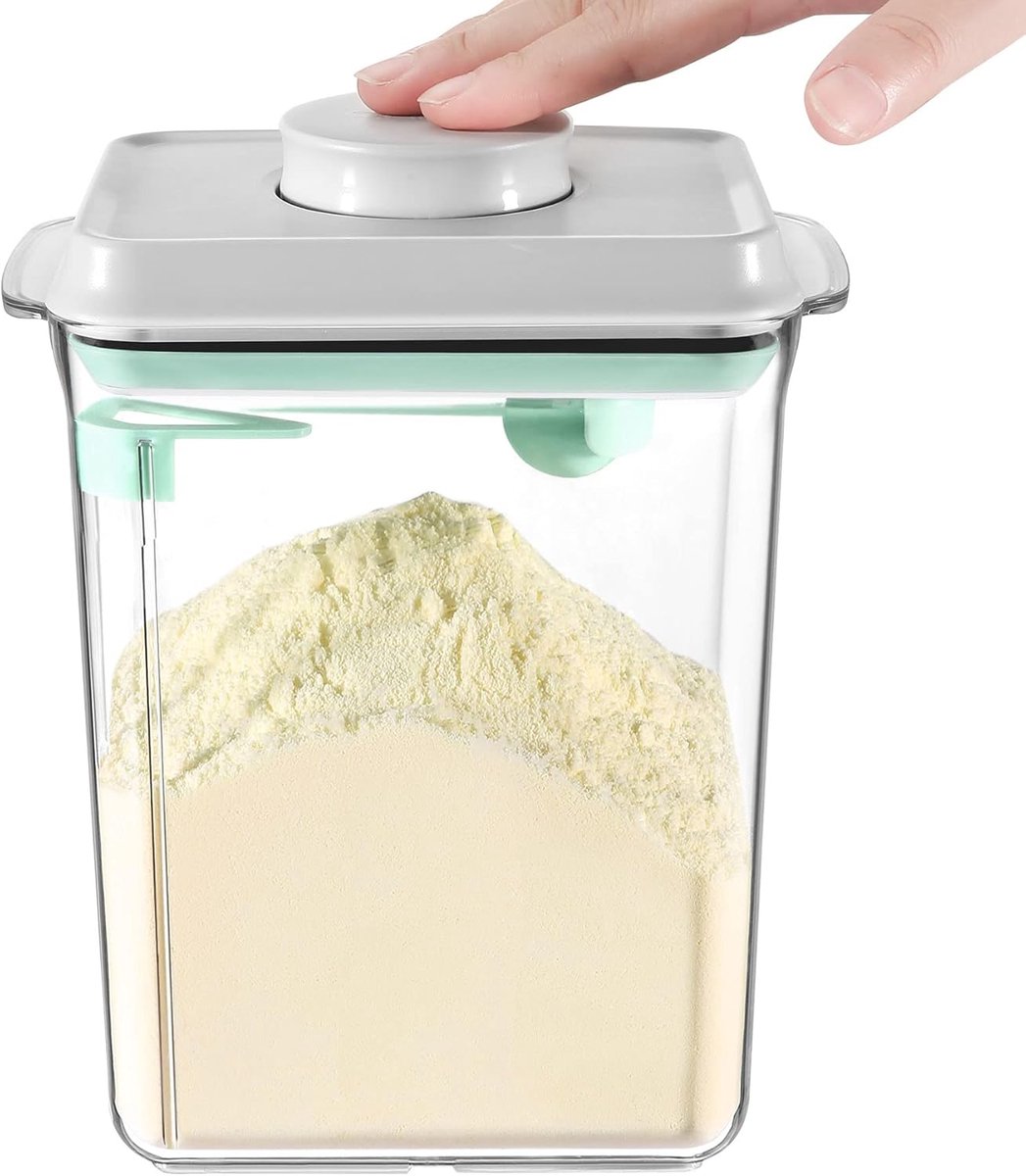 SnelShoppen - Airtight Storage Container 2300 ml - Sealed Milk Powder Dispenser met Sealing Lid - BPA Vrij - Transparant - Ideaal voor Keuken en Kinde