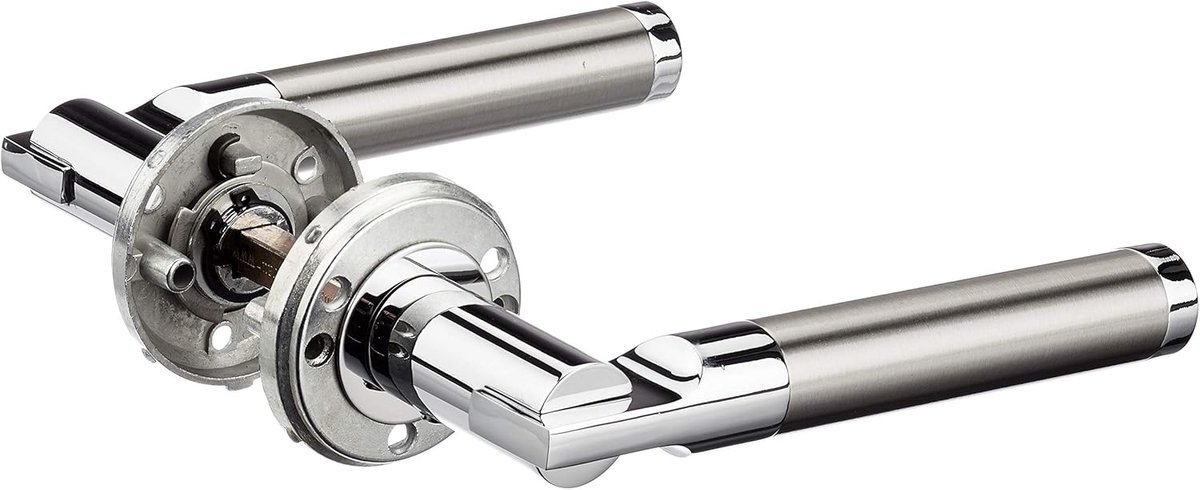 SnelShoppen - Deurknop Solid 6-R Chroom/RVS Satijn Afwerking - Hoogwaardige Deuroplossingen voor Binnen- en Buitendeuren - Perfecte Deuraccessoires vo