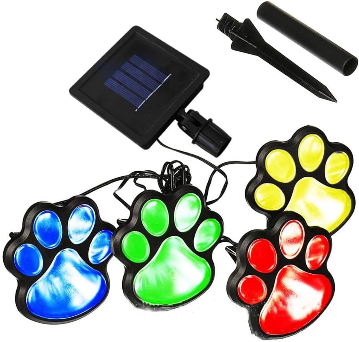 SnelShoppen - 4x Solar Hondenpoot Lampen - LED Tuinverlichting - 3 Inch Kleurrijke Buitenlamp voor Tuin, Pad, Landschap en Oprit