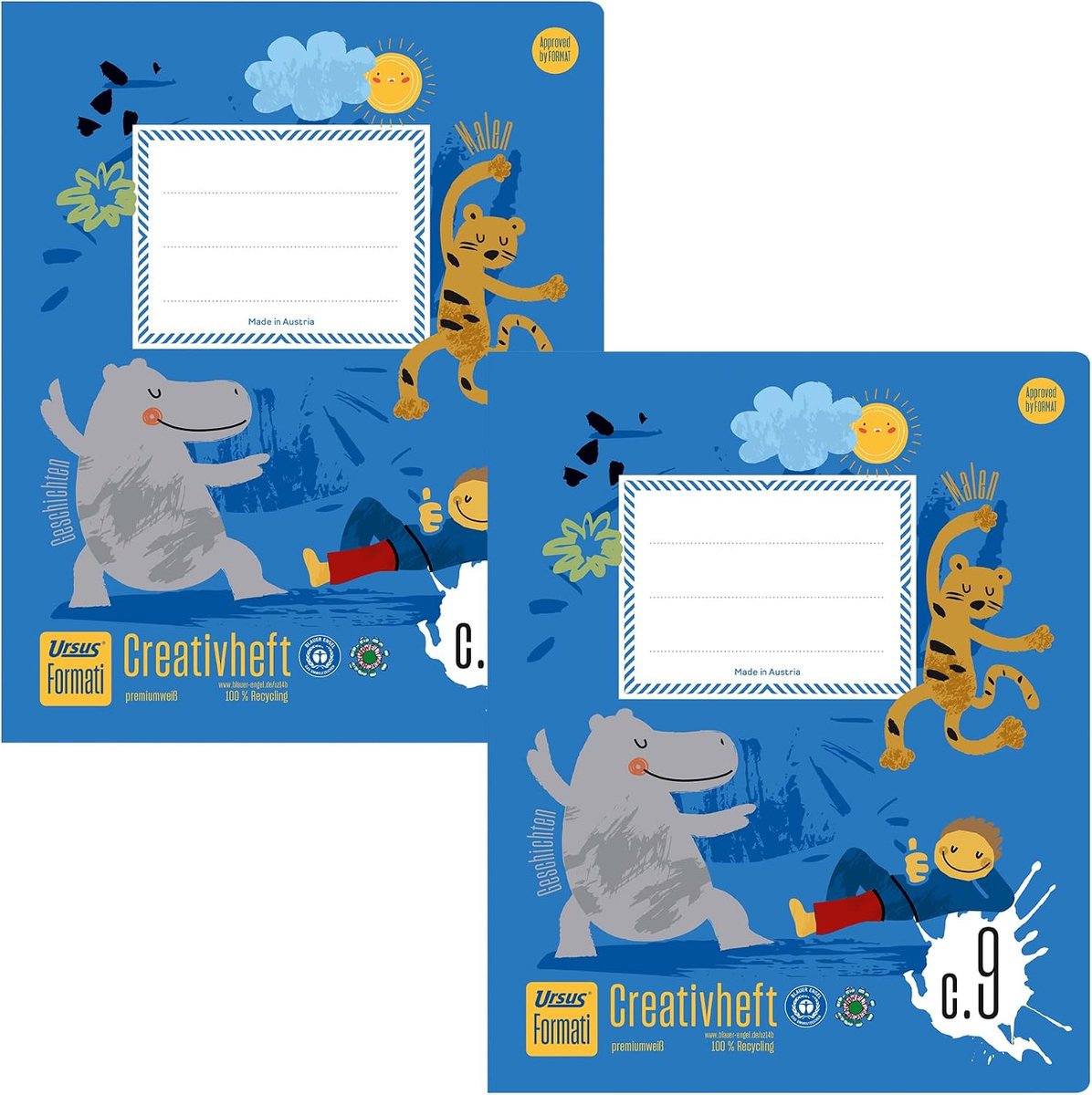 SnelShoppen - Creativheft C.9 Quart Notitieboek 20 Vellen Lijn met Tekenveld, 100% Gerecycled Papier, 2 Stuks, Ideaal voor Creatief Leren en Schoolwer