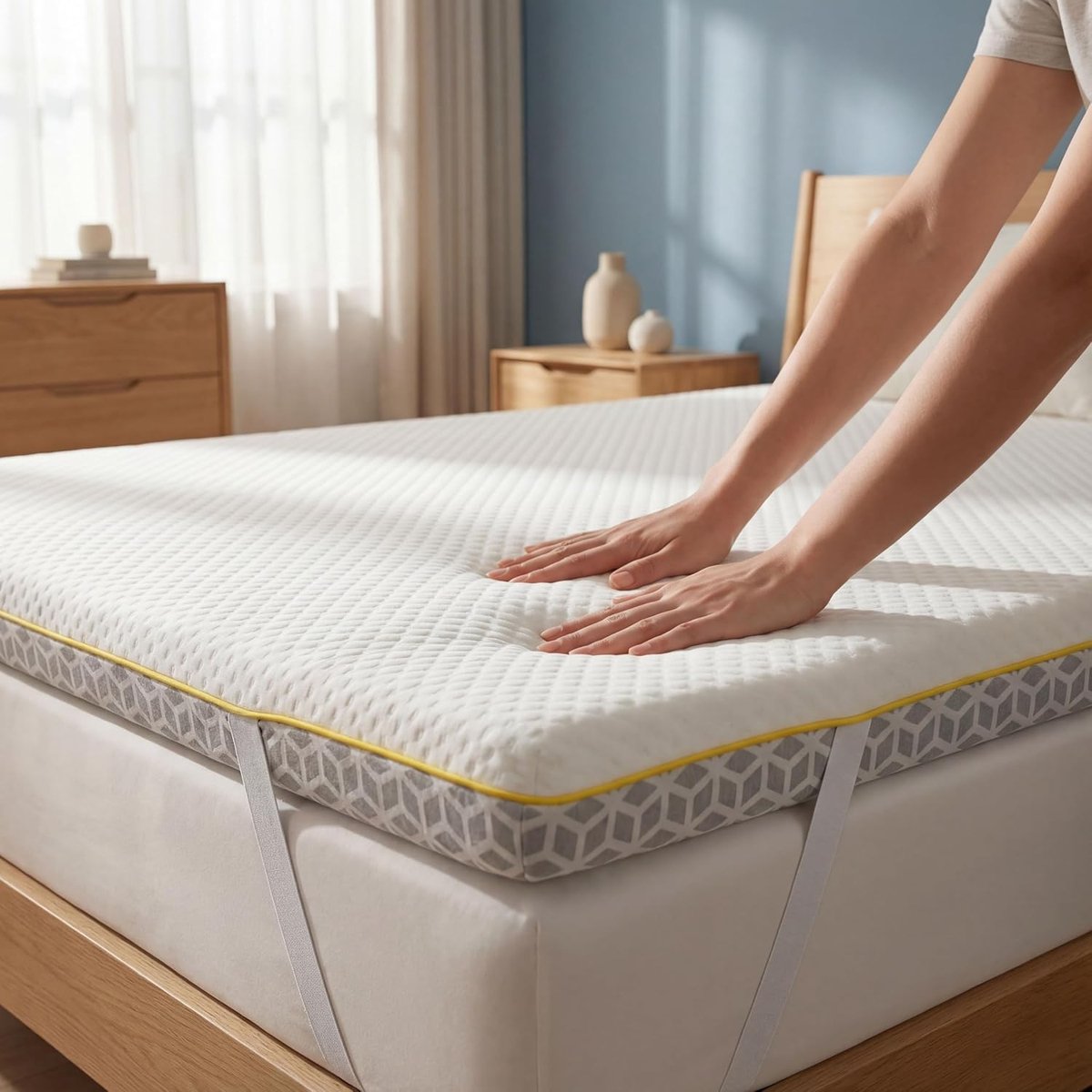 SnelShoppen - Aurora Matras Topper EU Small Single Bed 80x200 cm | 2-in-1 Omkeerbaar Medium of Zacht | Koelende Antibacteriële Deksel | Rug-, Heup- en