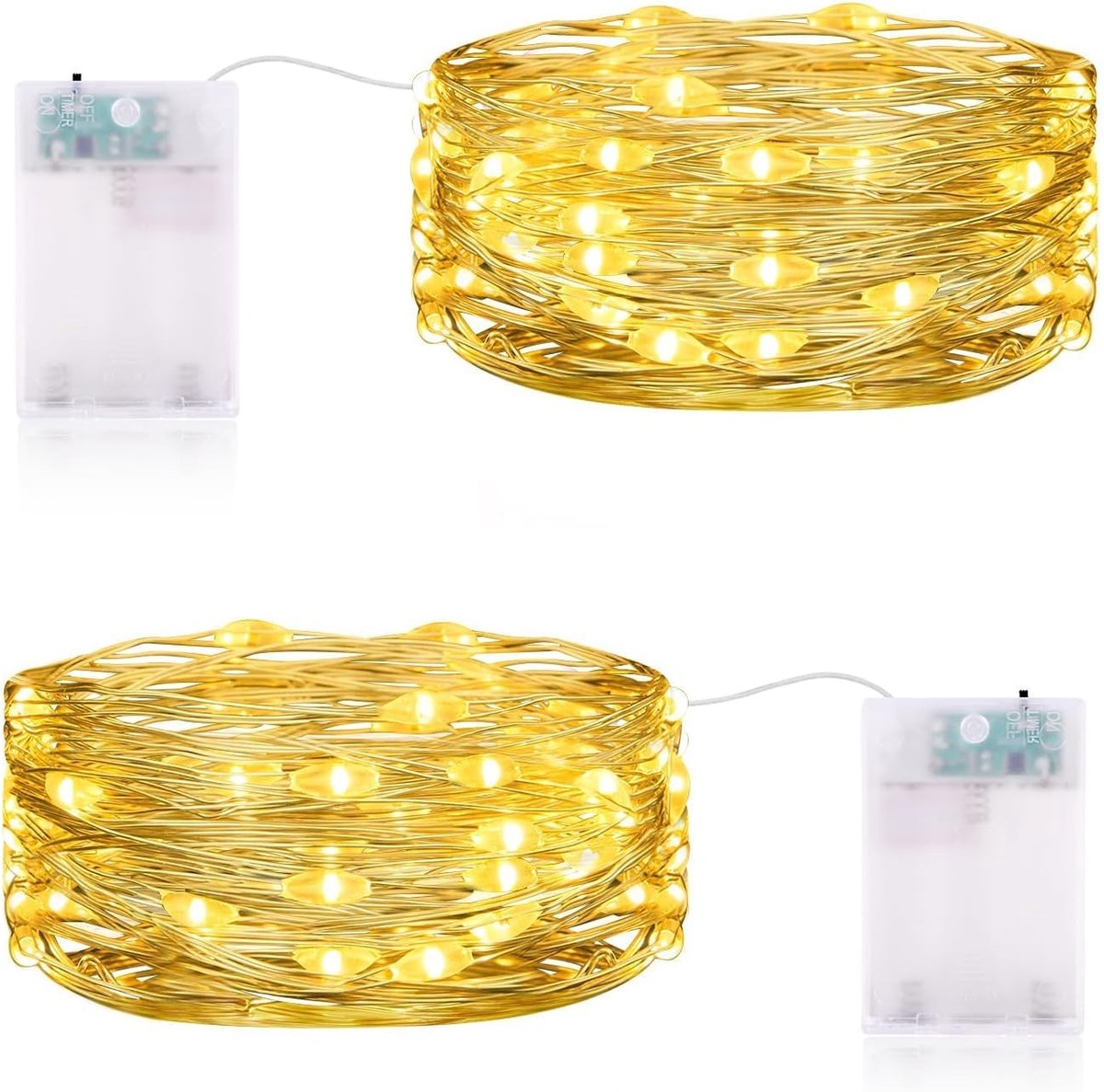 SnelShoppen - LED Kerstverlichting met Timer, 3m 30 LED Warm Witte Mini Lichten, Koper Draad, IP65 Waterdicht voor Binnen en Buiten, Tuin, Feestdagen,