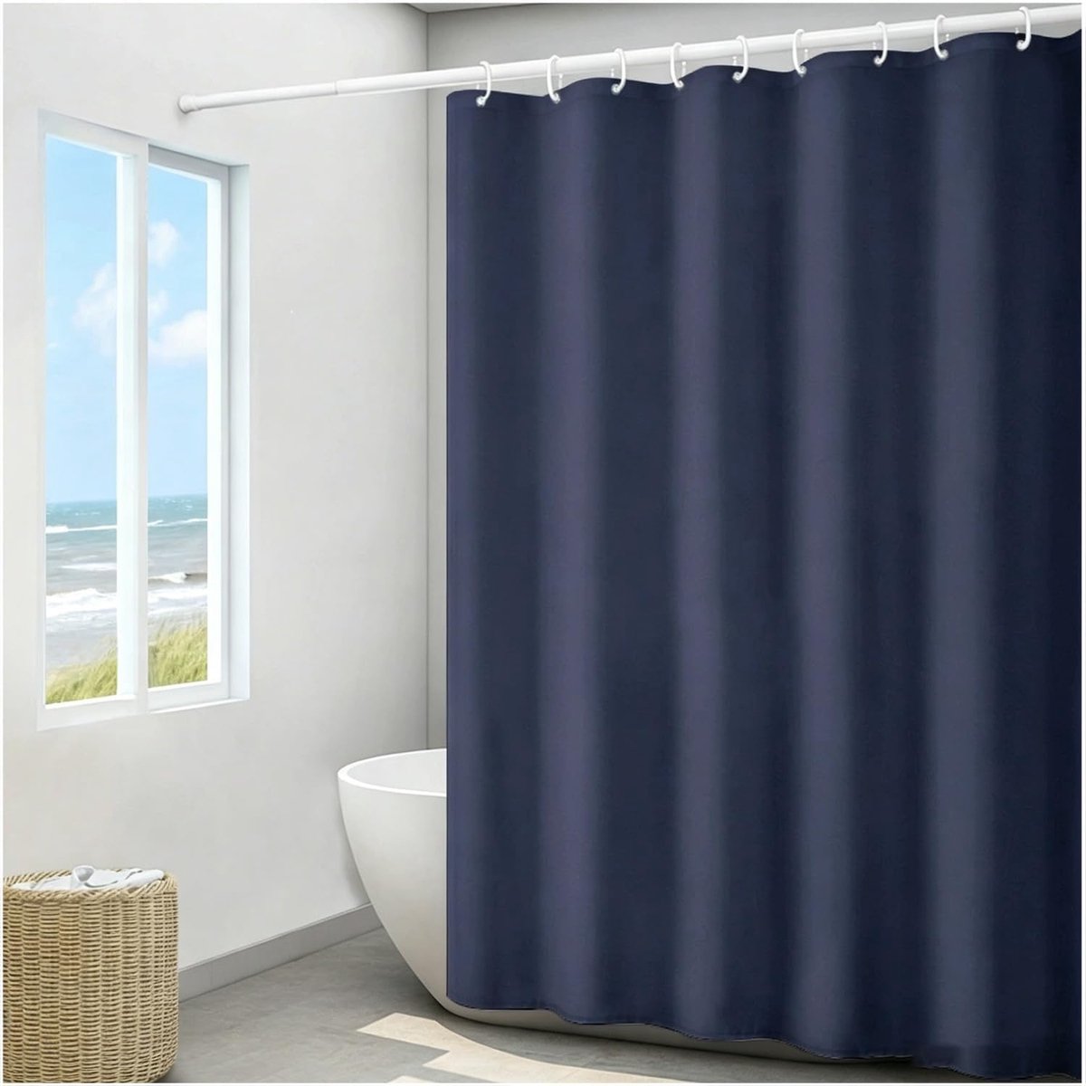 KZQ Waterdicht Sneldrogend Douchegordijn Marineblauw 180x150 Cm Voor Badkamer Hotel En Thuis