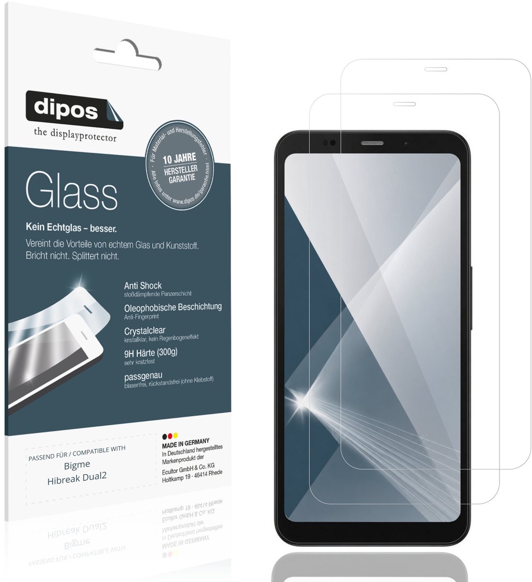 dipos – 2x Pantserfolie geschikt voor Bigme Hibreak Dual2 | 9H Screenprotector