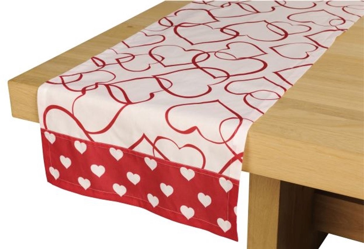 Monaco Tafelloper rood/wit 42x145cm