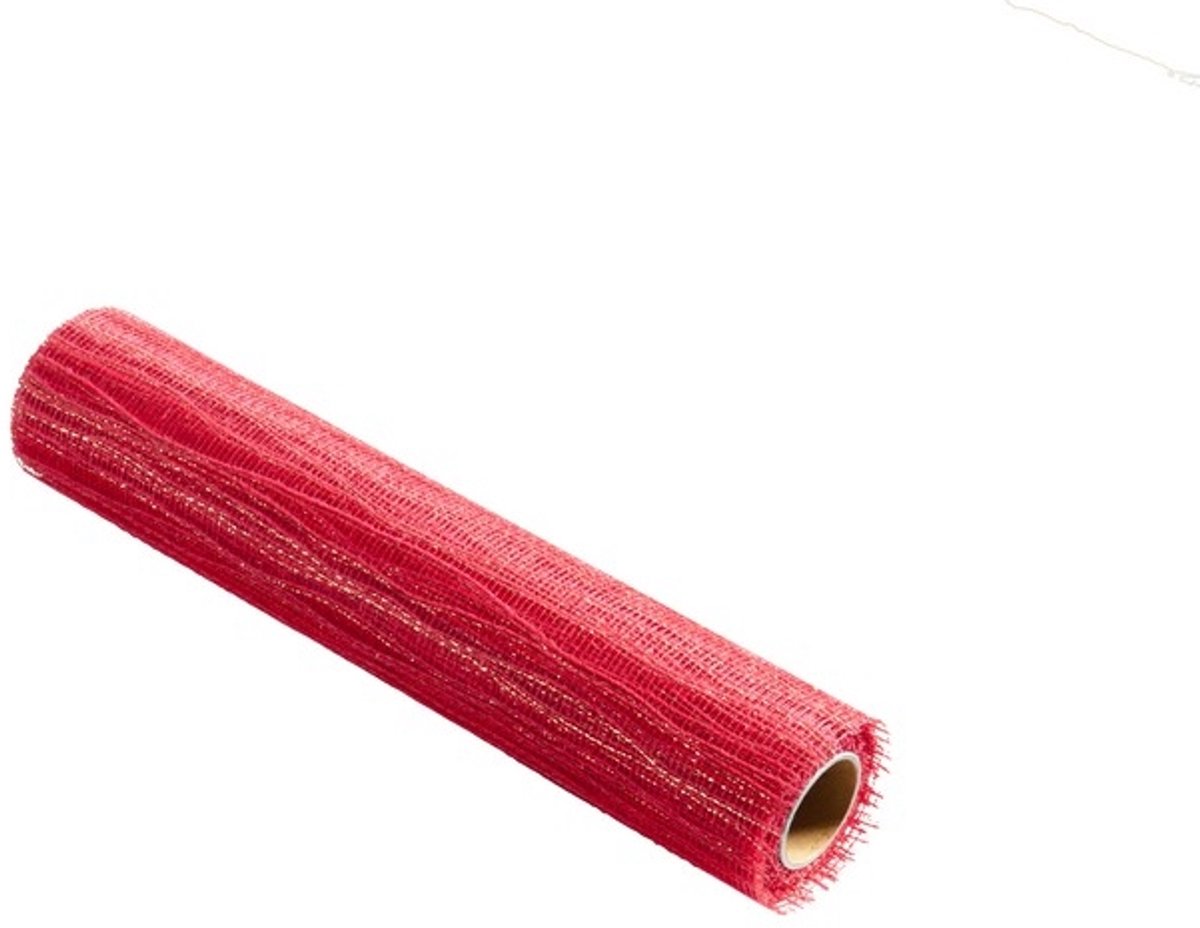 Wave Metallic Tafelband rood/goud 26cmx20mtr (rolled)